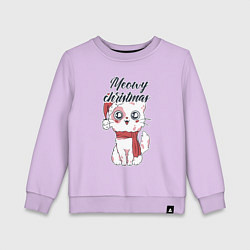 Свитшот хлопковый детский Christmas Cat, цвет: лаванда