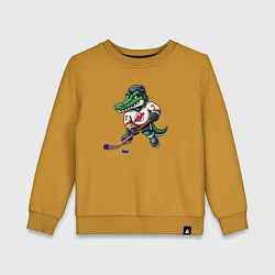 Свитшот хлопковый детский Crocodile is the forward of the New Jersey devils, цвет: горчичный