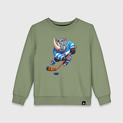 Детский свитшот Носорог хоккейный форвард - нейроарт