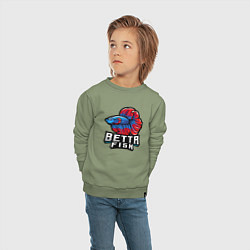 Свитшот хлопковый детский Бойцовая рыбка, цвет: авокадо — фото 2