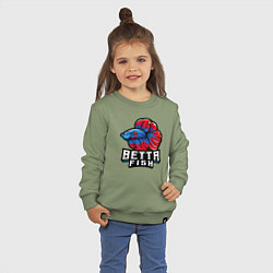 Свитшот хлопковый детский Бойцовая рыбка, цвет: авокадо — фото 2