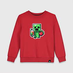Свитшот хлопковый детский Minecraft крипер с маком, цвет: красный
