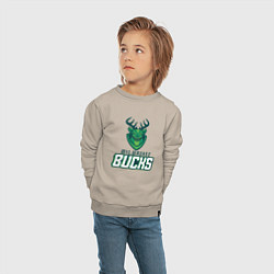 Свитшот хлопковый детский Milwaukee Bucks NBA, цвет: миндальный — фото 2