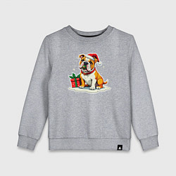Детский свитшот Новогодний бульдог с игрушкой