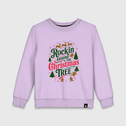 Свитшот хлопковый детский Новогодняя атмосфера rockin around the christmas t, цвет: лаванда