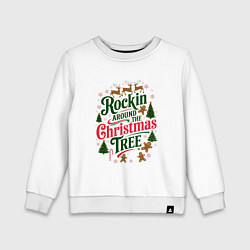 Свитшот хлопковый детский Новогодняя атмосфера rockin around the christmas t, цвет: белый