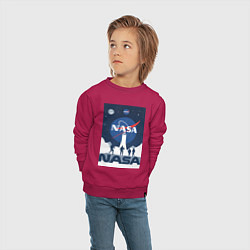Свитшот хлопковый детский NASA открытия, цвет: маджента — фото 2