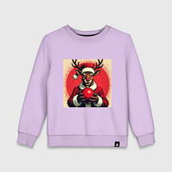 Детский свитшот Рождественский олень Рудольф в шапке Санты