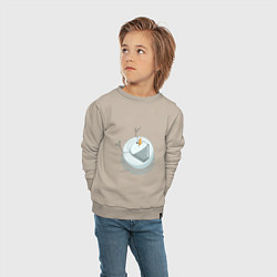 Свитшот хлопковый детский Снеговик вид сверху, цвет: миндальный — фото 2