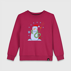 Детский свитшот Новогодний снеговик и змея