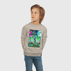 Свитшот хлопковый детский Морти потерял Рика на мухоморной планете, цвет: миндальный — фото 2