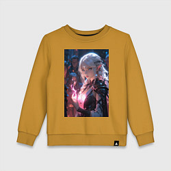 Свитшот хлопковый детский Прекрасная девушка-эльф-маг, цвет: горчичный