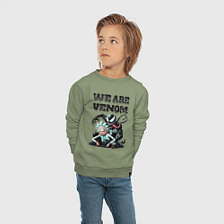 Свитшот хлопковый детский Rick and slime - we are Venom, цвет: авокадо — фото 2