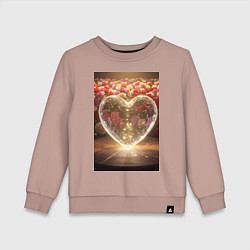 Детский свитшот Кристальное сердце на фоне роз