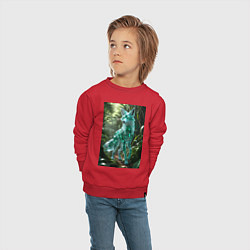 Свитшот хлопковый детский Кристальный волк в джунглях, цвет: красный — фото 2
