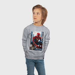 Свитшот хлопковый детский Человек-паук на страже справедливости, цвет: меланж — фото 2