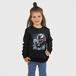 Свитшот хлопковый детский Venom and funny kitten - ai art fantasy, цвет: черный — фото 2