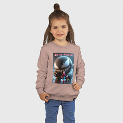 Свитшот хлопковый детский Мультяшные Веном и человек паук - мем, цвет: пыльно-розовый — фото 2