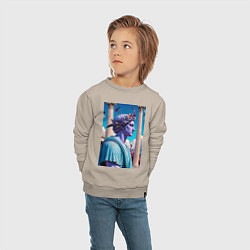 Свитшот хлопковый детский Античный герой и архитектура, цвет: миндальный — фото 2