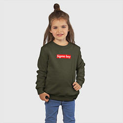 Свитшот хлопковый детский Сигма бой supreme style из песни мерч - тик-ток ме, цвет: хаки — фото 2