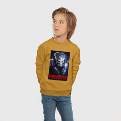 Свитшот хлопковый детский Predator in the helmet, цвет: горчичный — фото 2