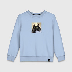 Свитшот хлопковый детский Видеозвонок с котом парный мем, цвет: мягкое небо