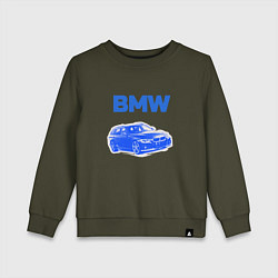 Свитшот хлопковый детский Blue bmw, цвет: хаки