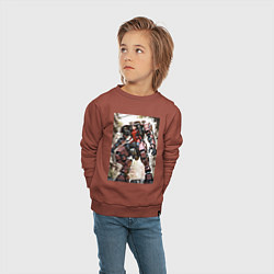 Свитшот хлопковый детский Девушка управляет огромным мехом, цвет: кирпичный — фото 2