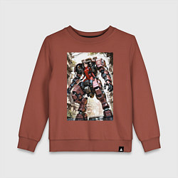 Свитшот хлопковый детский Девушка управляет огромным мехом, цвет: кирпичный