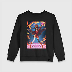 Свитшот хлопковый детский Мегумин колдует взрывную магию, цвет: черный
