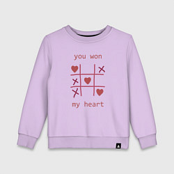 Свитшот хлопковый детский You won my heart, цвет: лаванда