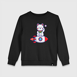 Свитшот хлопковый детский Кот на ракете, цвет: черный