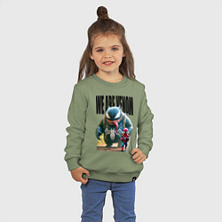 Свитшот хлопковый детский Веном и Человек- паук в туристическом походе, цвет: авокадо — фото 2