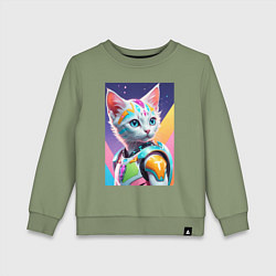 Детский свитшот Котик в стиле киберпанк