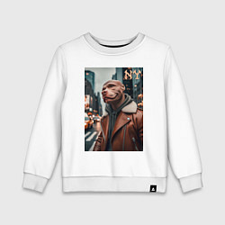 Детский свитшот Чувак питбуль смотрящий Нью-Йорка - нейроарт