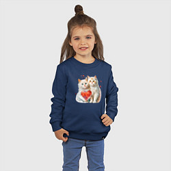 Свитшот хлопковый детский Котята с сердцем, цвет: тёмно-синий — фото 2