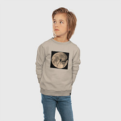 Свитшот хлопковый детский Кот смотрит на луну, цвет: миндальный — фото 2