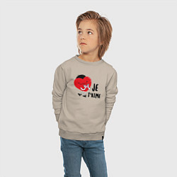 Свитшот хлопковый детский Je taime, цвет: миндальный — фото 2