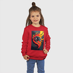 Свитшот хлопковый детский Пантера в огненном вихре, цвет: красный — фото 2