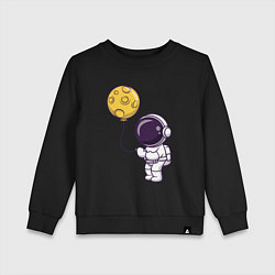 Свитшот хлопковый детский Космонавт с лунным шариком, цвет: черный