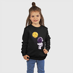 Свитшот хлопковый детский Космонавт с лунным шариком, цвет: черный — фото 2