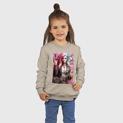 Свитшот хлопковый детский Barbie - punk guitarist ai art, цвет: миндальный — фото 2