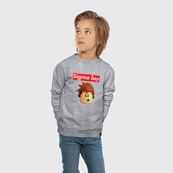 Свитшот хлопковый детский Sigma boy roblox head - мем Роблокс Сигма бой, цвет: меланж — фото 2