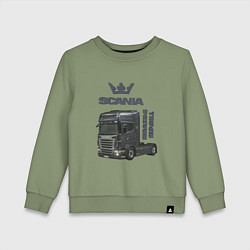 Свитшот хлопковый детский Скания truck driver, цвет: авокадо