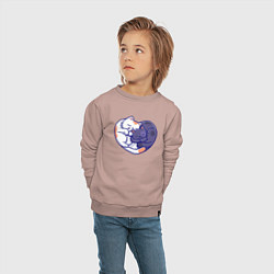 Свитшот хлопковый детский Сердечные котики, цвет: пыльно-розовый — фото 2