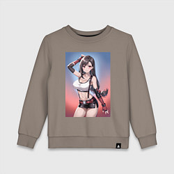 Свитшот хлопковый детский Тифа Локхарт из Final Fantasy VII, цвет: утренний латте