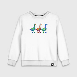 Свитшот хлопковый детский Гуси декоративные фактурные, цвет: белый