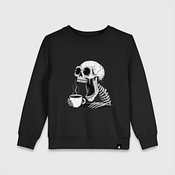 Детский свитшот Skeleton with coffee