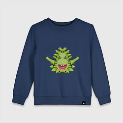 Свитшот хлопковый детский Cartoon monster with spikes green, цвет: тёмно-синий