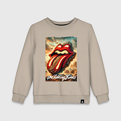 Свитшот хлопковый детский Rolling Stones - logo transformation, цвет: миндальный